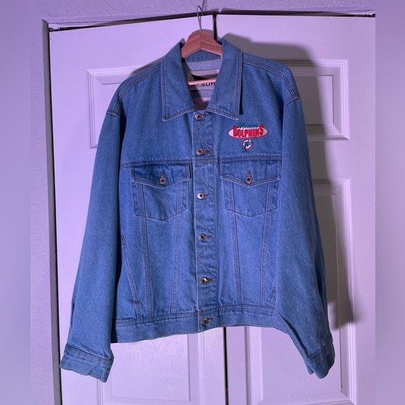 Vintage Dolphin’s Men’s Jean Jacket - Blue/Orange/Green - Size L - Picture 1 of 6